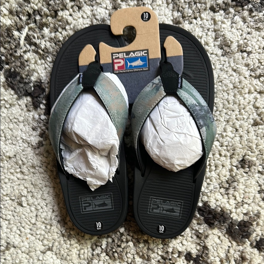Pelagic Black and Green Flip Flops